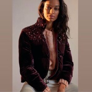 Anthropologie Women's Velvet Jacket with Sequin NWT